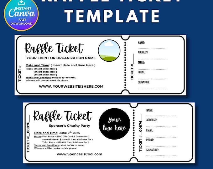 Raffle Ticket Form, Editable Raffle Event Ticket Template, Digital ...