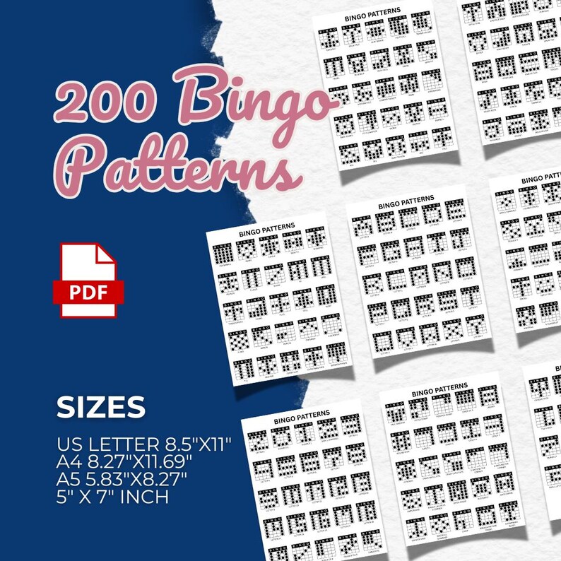 200 Custom Bingo Patterns, Tournament, Alphabet, Numbers, Shapes ...