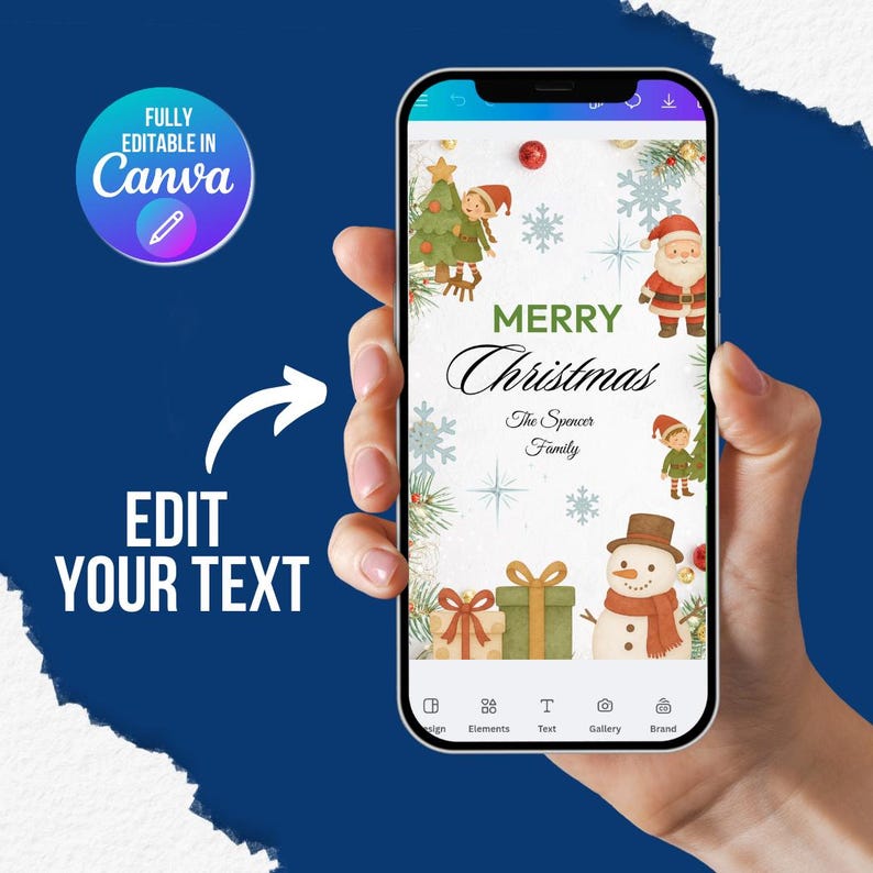 Editable Christmas Gift Tag Printable, Canva Template (digital Download ...