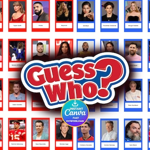Custom CELEBRITY Guess Who? Printable Guess Who? Editable Guess Who Template, Editable Template DIY Guess Who, guess who custom celebrities