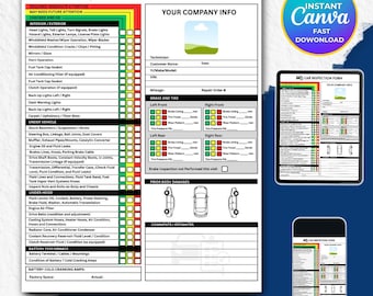 Editable Vehicle Inspection Report, CANVA Template Editable Car or Equipment Rental Inspection Checklist, Used Vehicle Inspection Sheet, PDF