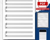 Printable Blank Sheet Music PDF, Treble Bass Clef Staff Paper, Manuscript Paper