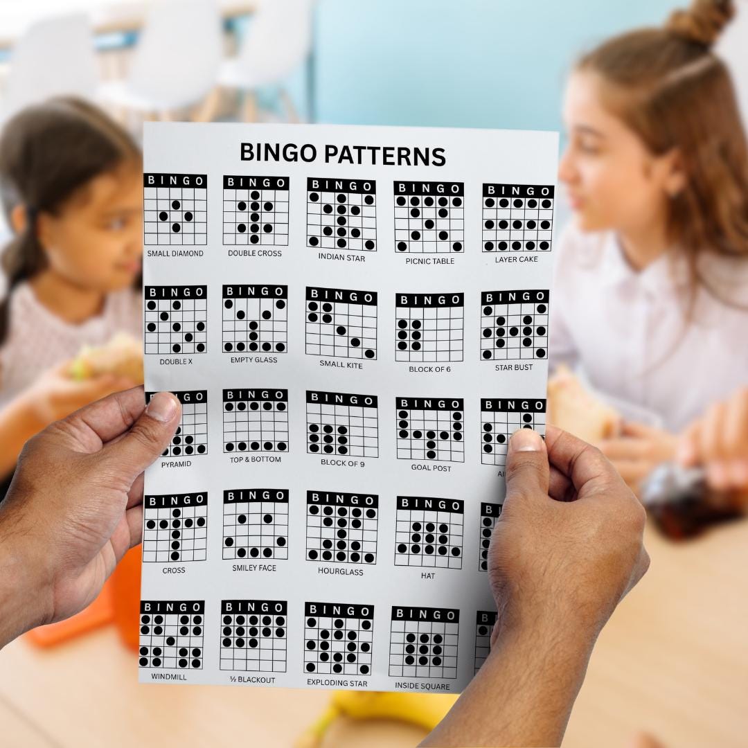 200 Custom Bingo Patterns, Tournament, Alphabet, Numbers, Shapes ...