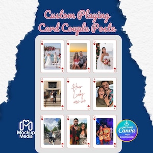 Custom Playing Card Couple Poster Template, Canva Editable Love Card Print, King Queen Couple Wall Art, Anniversary Gift Valentine’s Day