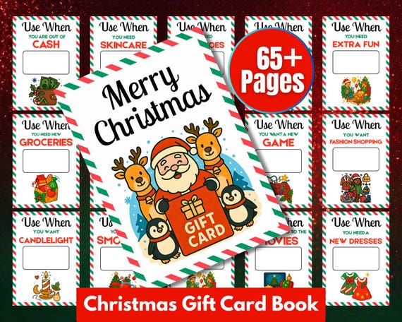 Christmas Gift Card Book, Printable Gift Card Book, Christmas Card Holder, Christmas College Care Package Kit, Personalized Gift Card Holder