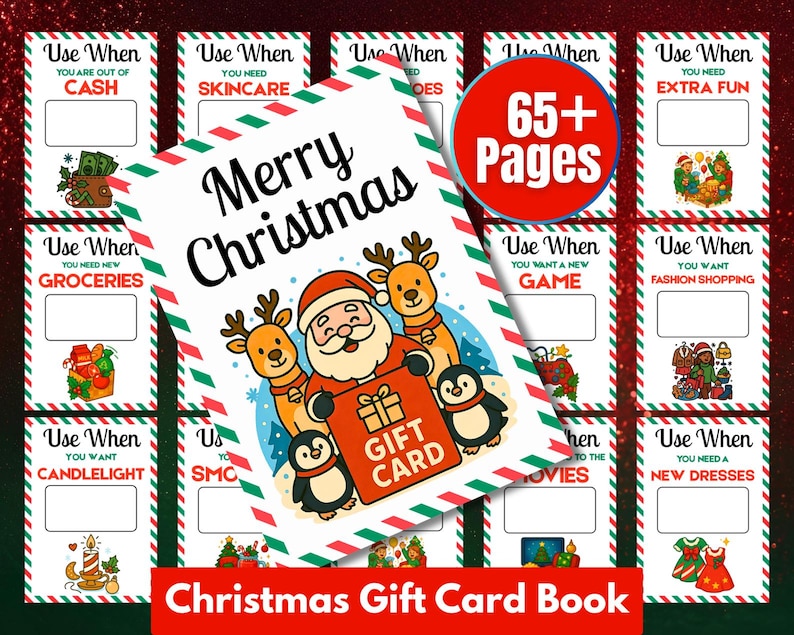 Christmas Gift Card Book, Printable Gift Card Book, Christmas Card Holder, Christmas College Care Package Kit, Personalized Gift Card Holder, 25 days of christmas, xmas gift card book, going away gift, diy gift card holder, gift card book, teen christmas gift, christmas countdown, college christmas, gift card holders, adult christmas gift, christmas gift cards, christmas gift kids, teacher christmas
