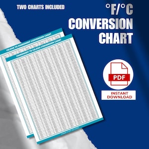 Printable Temperature Conversion Chart: Fahrenheit to Celsius Chart Celsius to Fahrenheit Chart (PDF) Instant Download, temperature chart, celsius fahrenheit, fahrenheit celsius, celsius, fahrenheit, temp guide, degrees fahrenheit, conversion, degrees, degrees celsius, temperature, temperature guide, temperature table