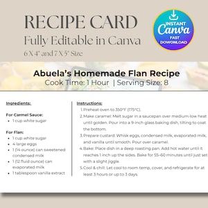 Editable Recipe Card Template: Farmhouse Style (Instant Download)