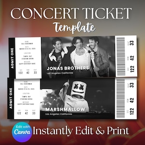 Bearbeitbares Konzertticket Canva, DIY-Kartenvorlage, druckbare benutzerdefinierte Konzertkarte, Geburtstagsgeschenkidee, Überraschungsgeschenk, digitaler Download
