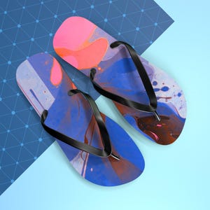 Abstract Art Flip Flops: Sunset Fusion Summer Sandals