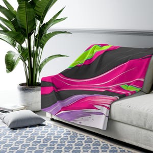 Vibrant Abstract Sherpa Fleece Blanket - Cozy Throw for Home, Gift for Her, Bedroom Decor, Festival Blanket, Soft Living Room Accent