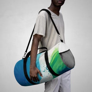 Ocean Wave Duffel Bag: Abstract Aqua Art, Gym & Travel