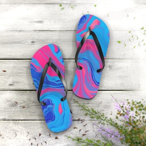 Colorful Marble Flip Flops: Vibrant Summer Beach Sandals