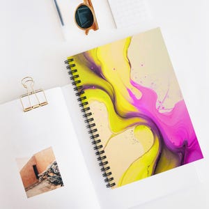 Lemon Magenta Spiral Notebook | Neon Yellow and Hot Pink Abstract Art Journal | Bold Gift for Artists Writers and Students