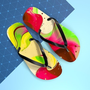 Abstract Art Flip Flops: Vibrant Summer Beach Sandals