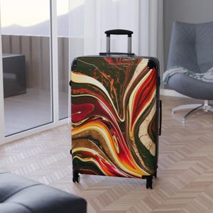 Espresso Swirl Suitcase: Abstract Art Carry-On Luggage