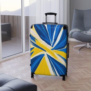 Blue Burst Marble Suitcase: Abstract Art Carry-On Luggage