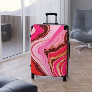 Neon Pinker Marmor Koffer: Abstrakte Kunst Handgepäck