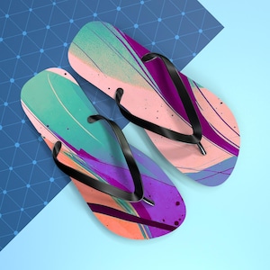 Vibrant Flip Flops, Summer Sandals, Beachwear Footwear, Vacation Shoes, Pool Party Accessories