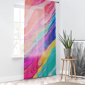 Gradient Abstract Curtain - Artistic Drapes for Boho Living Room | Statement Color Splash Panel