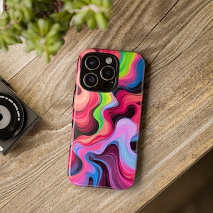 Colorful Abstract Phone Case, Tough Cases for Phones, Vibrant Phone Accessories, Unique Gift for Her, Artsy Tech Style