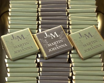 50 Pcs Elegant Wedding Chocolate Favors: Customized Milk Chocolate