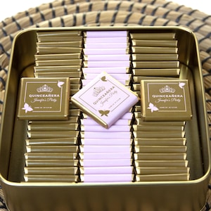 Gepersonaliseerde quinceanera chocolade gunst, mis kweepeer anos gunst, sweet 16 partij chocolade, quinceanera cadeau, verjaardagsfeestje aangepaste chocolade