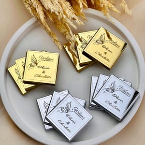 50 Stück Kundenspezifische Schokoladen-Gastgeschenke, Hochzeits-Gastgeschenke für Gäste, Verlobungs-Schokolade, kundenspezifische Schokolade, Plexiglas-Schokolade, Goldschokolade