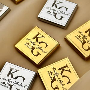 50 cadeaux en chocolat dorés, cadeaux de mariage pour invité, cadeaux de mariage, chocolat personnalisé, chocolat de mariage