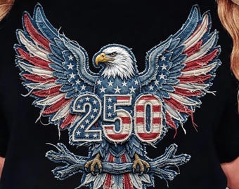 Denim Eagle 250 png, patriottische VS 1776 2026 ontwerp, noodlijdende Amerikaanse vlag adelaar sublimatie, 4 juli shirt png, vintage americana