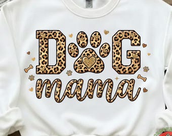 Dog Mama png, Leopard Dog Mom png, faux strass hond png, Dog Paw Mama, hondenliefhebbers, Moederdag png, Leopard Mom Life