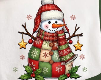 Patchwork Snowman PNG, Retro Christmas PNG, Merry Christmas Snowman , Coquette Christmas Patchwork PNG, Tis The Season png, Digital Download