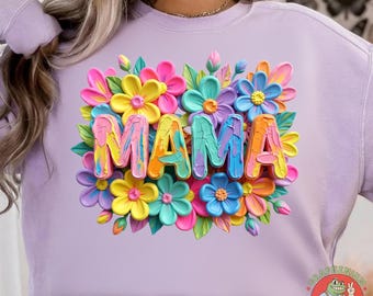 Mama bloemenpenseel png, handgeschilderde lentebloemen sublimatie, gewaagd 3D-verf moederontwerp, Moederdag png-download
