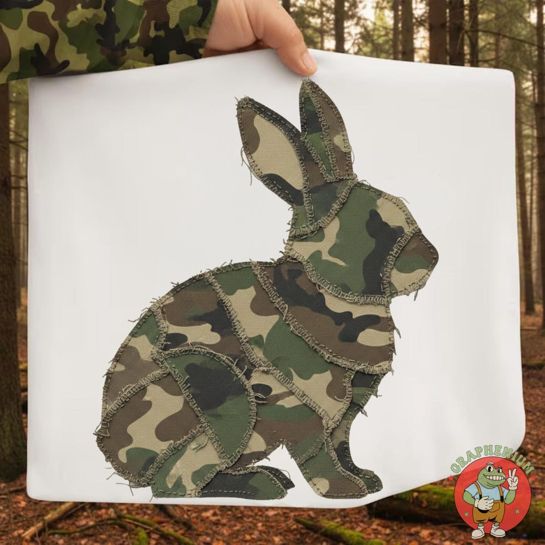 What Bunny Rabbit Camaflouges Camouflage Bunny PNG, Camo Easter Bunny PNG, Faux Patchwork Bunny ...