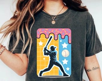 Baseball Drip for Boys PNG | Ice Cream Drip Youth Baseball Design | Cool Summer Sports Shirt Sublimation | Digital PNG for Baseball Kids