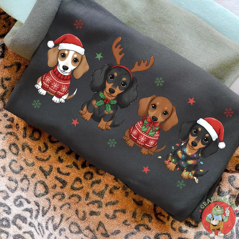 Christmas Dachshund PNG, Cute Sausage Dog Christmas Sublimation ...