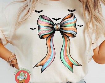 Coquette Halloween Bow PNG: Pastel Spooky Ribbon Clipart (Digital Download