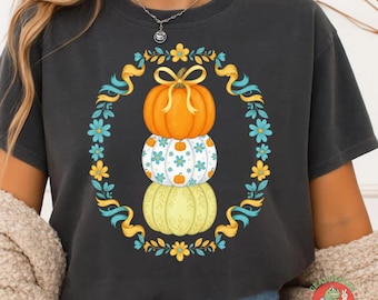Preppy Grandmillennial Pumpkin PNG, Coquette Fall PNG, Pumpkin png, Fall Bow PNG, Trendy Brushstroke Png, Autumn Sublimation Design