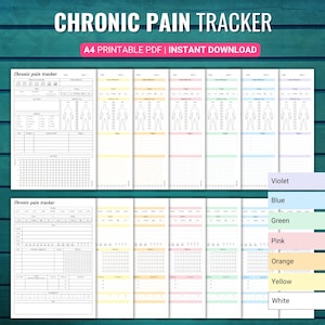 Monitoring chronic pain, Pain Tracker, Health Tracker, Fibromyalgia Diary, Symptom Tracker, Chronic Disease Tracker, Printable PDF
