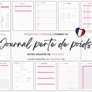 Journal perte de poids avec Astuces et Conseils. PDF en français à imprimer, Suivi régime, Fitness planner, suivi de repas et d'entraînement