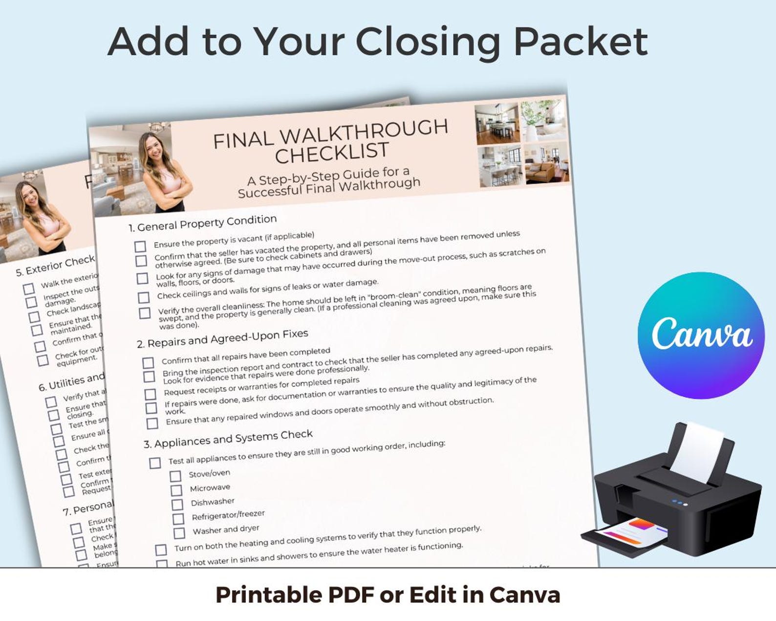 Final Walk Through Checklist, Real Estate Agent Template - Etsy