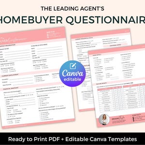 Real Estate Buyer Questionnaire Template: Home Buyer Information Form (Canva & PDF)