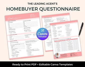 Real Estate Buyer Questionnaire Template: Home Buyer Information Form (Canva & PDF)
