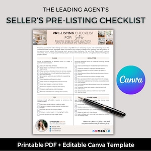 Real Estate Agent Seller Checklist: Printable Home Listing Template (Canva)