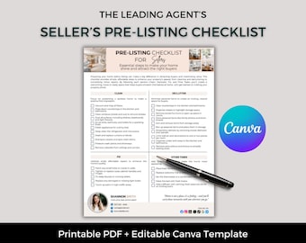 Real Estate Agent Seller Checklist: Printable Home Listing Template (Canva)