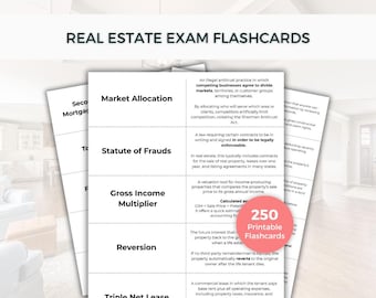 Real Estate License Exam Flashcards, Vocabulary for the Real Estate Exam Printable Flashcards