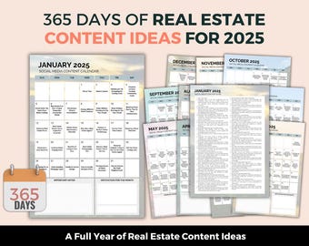 Real Estate Content Calendar: 365 Days of Social Media Ideas (PDF)
