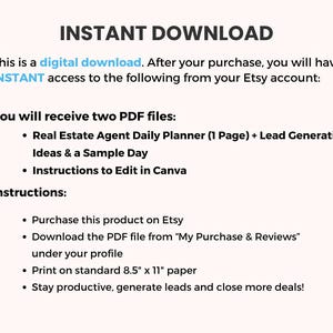 instructions how to print your real estate daily planner