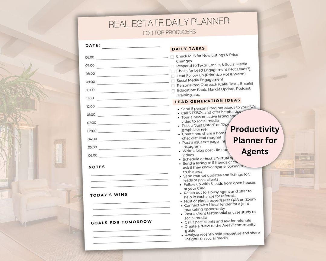Real Estate Agent Daily Planner: Lead Generation Strategies (PDF Download) - Etsy