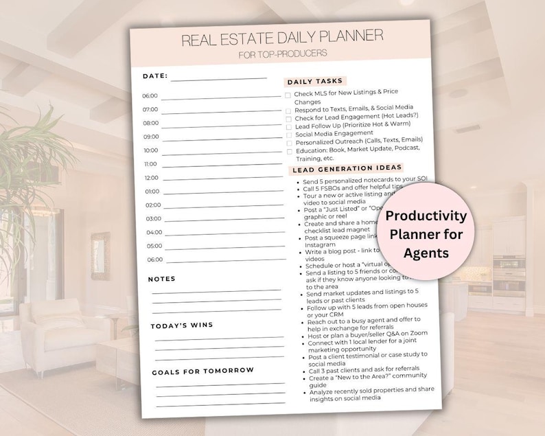 Real Estate Agent Printable Daily Planner